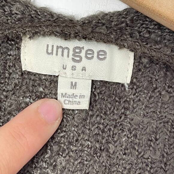 Umgee Gray Oversized Relax Fit Textured Knit Open Cardigan Women's Medium - Picture 9 of 10